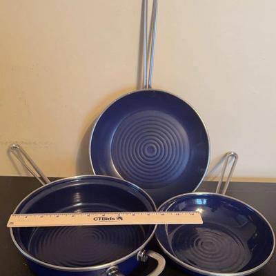 Chantel Colbalt Blue Enamel Cast Iron Frying Pans