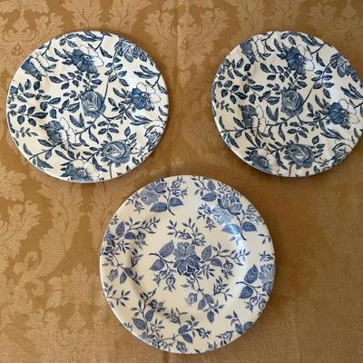 Lot of 3 VTG Churchill Blue Peony China Dinner Plates