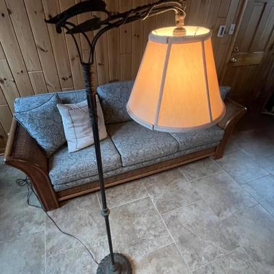 Spanish Revival Style Wrought Iron Bridge Floor Lamp