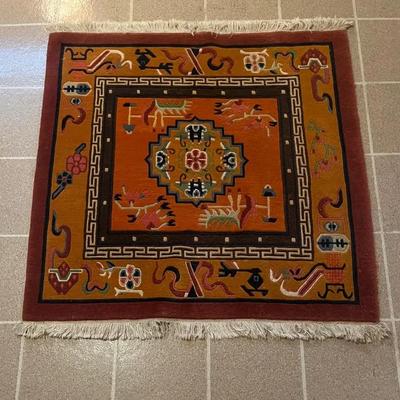 Vintage Hand Woven Square Rug 36 Inches X 35 Inches g
