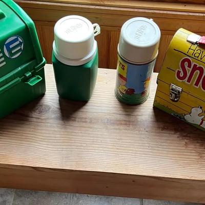 Vintage Peanuts Snoopy Thermos Lunchbox And Thermos Lunchbox Lot Of 2