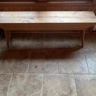 Vintage Natural Unfinished Pine Bench 