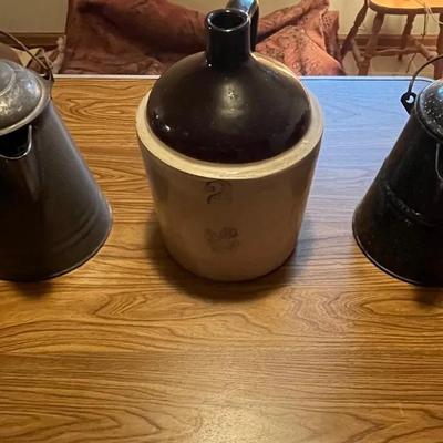 Antique Lot Of Stoneware and Enamelware 