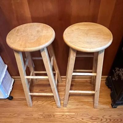Wood Bae Stools Set Of 2 