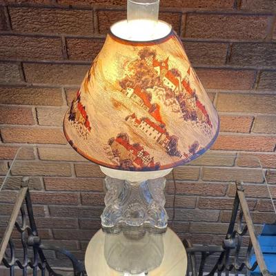 Vintage Clear Glass Princess Feather pattern oil lamp/ Convertrd To Electric 