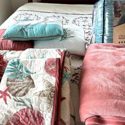 Lot 148:  Quilts (90x90), Shams, Blankets…