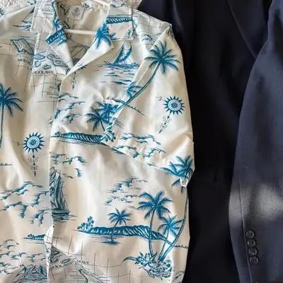 Lot 164:  Men’s Suit Jacket (new with tag), Suit, Hawaii Shirt, SS US Shirt