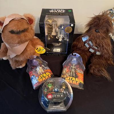 266: Star Wars Collection  (Stuffed Chewy, Wicket Warrick, Talking Bank, C-3PO , R2-D2)