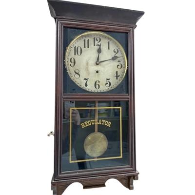 Antique 16”x34” Regulator Wall Clock