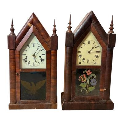 Antique New Haven & Waterbury Gothic Steeple Clocks (Need Repairs)