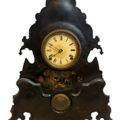 Antique J.A. Wilkins Cast Iron Mantel Clock