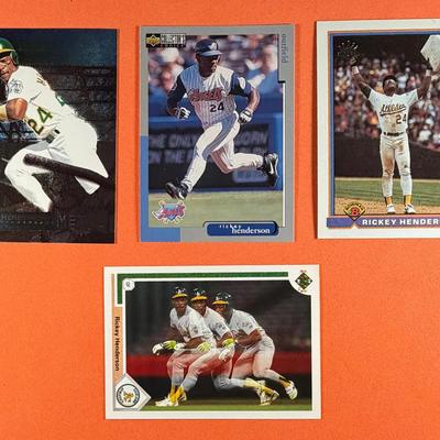 MLB Rickey Henderson Lot - 4 cards total.