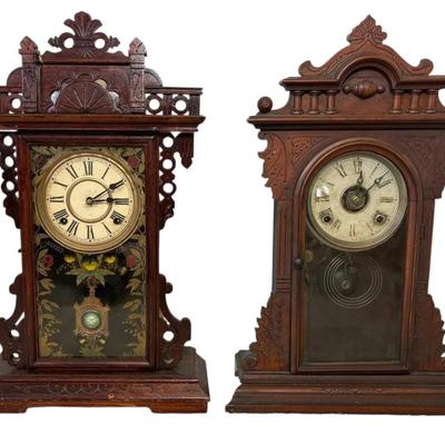 Antique Welch & Carved Wooden Gingerbread Clocks (Need Repairs)