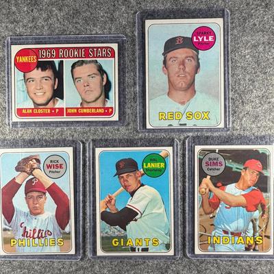 1969 Topps  MLB Lot (5 Cards) - Rookies, Lyle, Wise, Lanier, Sims.
