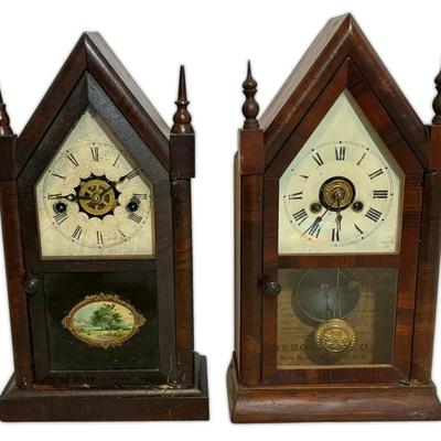 Antique Waterbury & Jerome Gothic Steeple Clocks