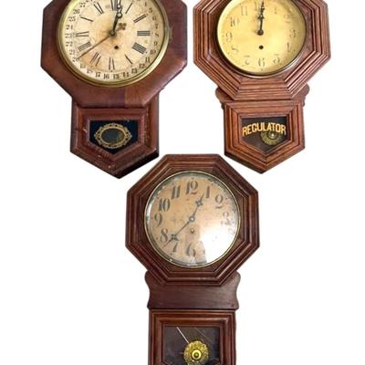 Antique Regulator Wall Clocks (Need Repairs) 