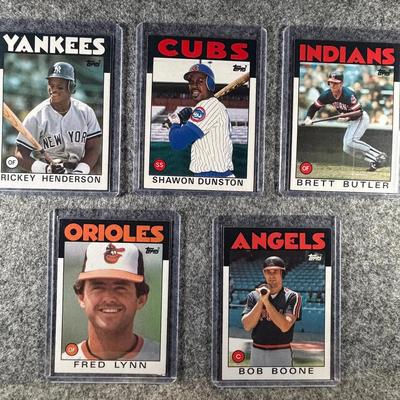 1986 Topps MLB Lot (5 Cards) - Henderson, Dunston, Butler, Lynn, Boone