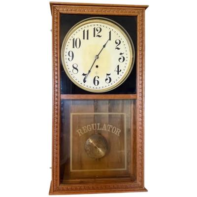 Antique Wooden Regulator Wall Clock 