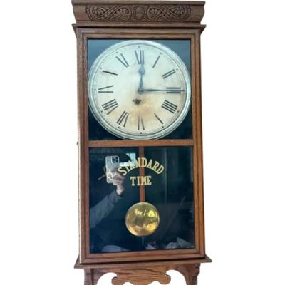 Antique E. Ingraham Co. Regulator Wall Clock 