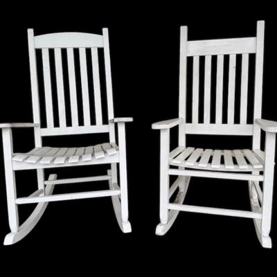 2 White Rocking Chairs 