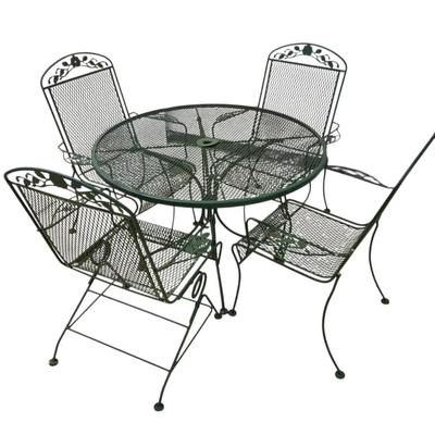 5-Piece Green Metal Patio Chairs & Table
