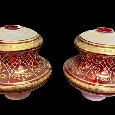 Red Bohemian Glass Lamp Bases