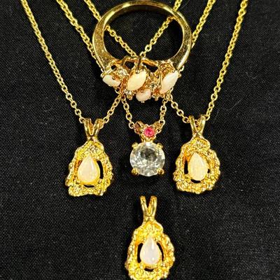 Opalescent Necklaces And Gold Toned Jewelry 