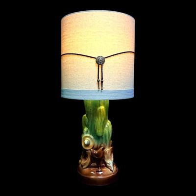 Vintage Royal Copley Ceramic Cactus Table Lamp