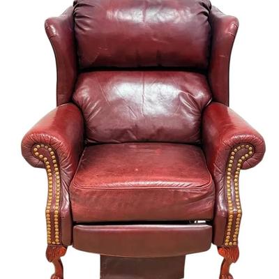 Red Leather Reclining Armchair