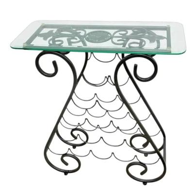 Glass Topped Metal Wine Rack