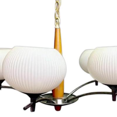 MCM White Globe Chandelier