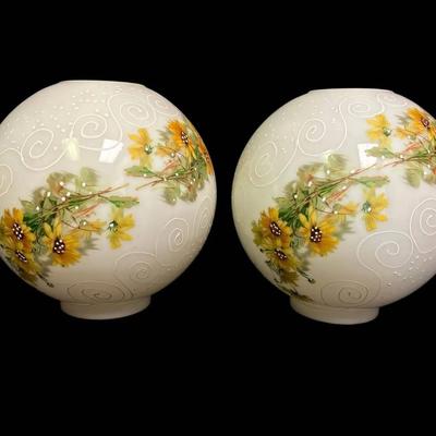 White Floral Globe Lamp Bases