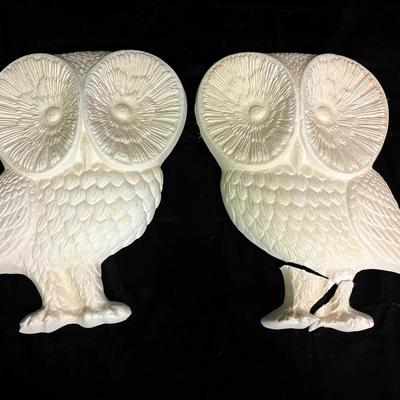 Two Mid-Century Plaster Owls (17”)