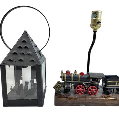 Cast Iron Train Electric & Candle Lamps