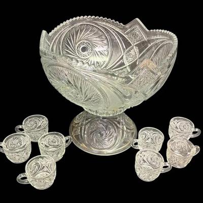 Clear Glass Punch Bowl Set