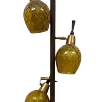 MCM Amber Glass Tension Pole Lamp
