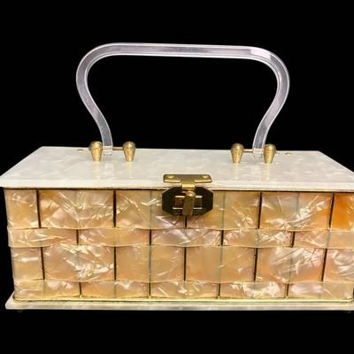 Vintage Llewellyn Inc. NYC Woven Lucite 50's Handbag