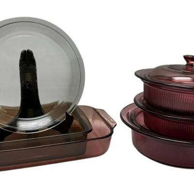 Pyrex & Corning Vision Cranberry Dishes & More