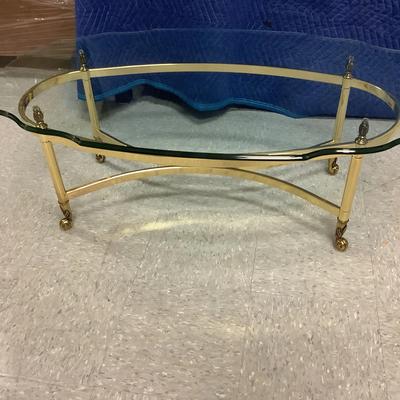 Glass Topped Brass Base Coffee Table