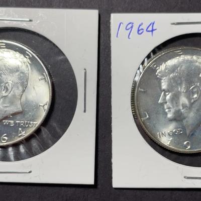 #3 Pair Of 1964 Kennedy Half Dollar Coins