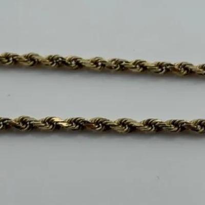 14k Yellow Gold Rope Chain Necklace