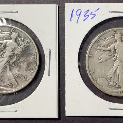 1935 & 1936 US Walking Liberty Half Dollar Coins