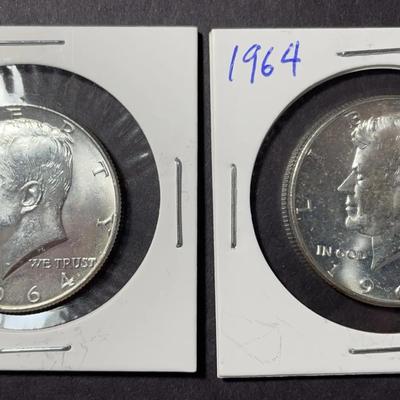 #5 Pair Of 1964 US Kennedy Half Dollar Coins