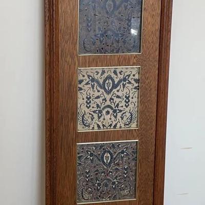 Framed 8 Insert Panels Of Art On Fabric