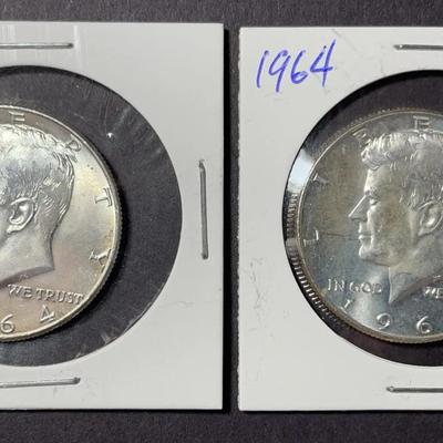 #4 Pair Of 1964 Kennedy Half Dollar Coins