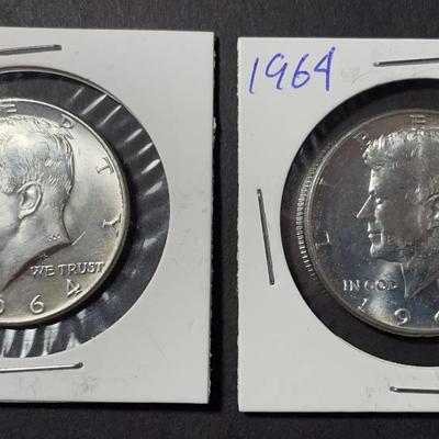 #2 Pair Of 1964 Kennedy Half Dollar Coins