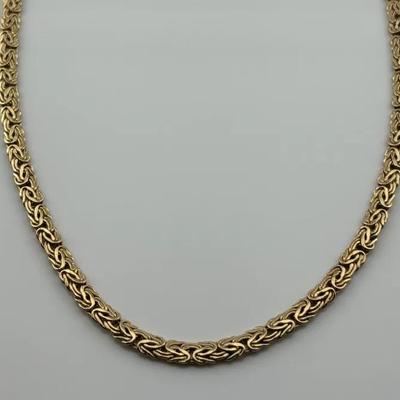 14k Yellow Gold Flat Byzantine Link Necklace