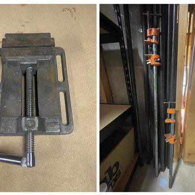 Drill Press Vice & Pony Pipe Clamp Fixtures And Pipes