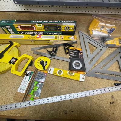 Levels Manual And Electronic Measuring Tapes Rulers Squares Angle Locators Stud Finders Shims 
