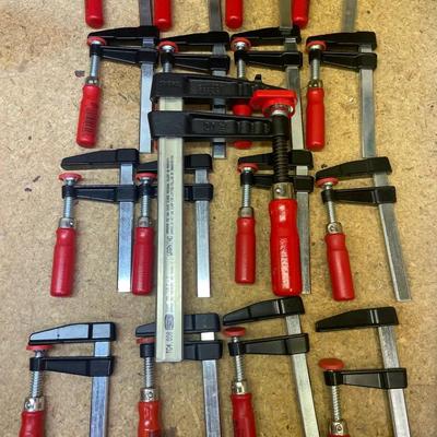 One 8” X 4” Made In Germany Bessey Clamp And Sixteen 2” X 4” Wood Clamps 